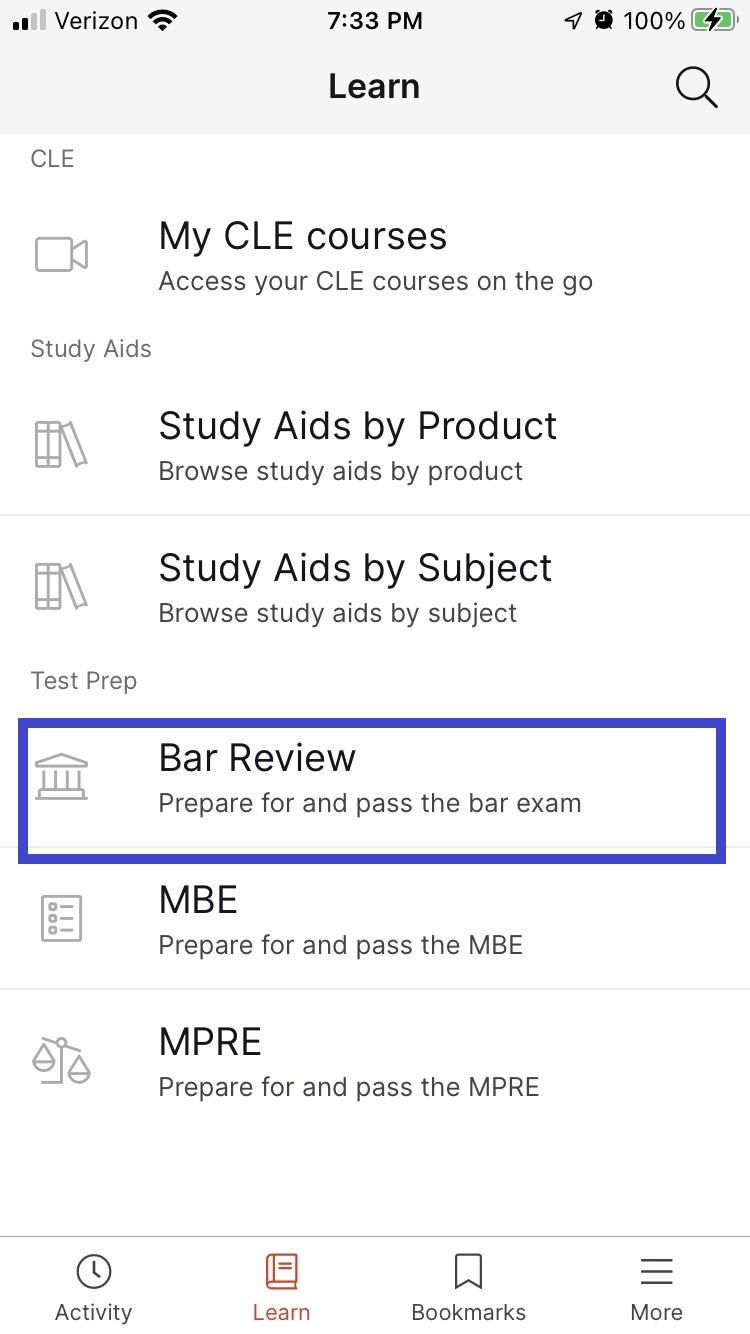 Are the Quimbee bar review courses available on Quimbee’s mobile app?